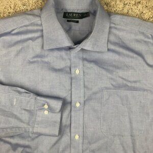 Lauren Ralph Lauren Size 17.5 34/35 Classic Fit Blue Long Sleeve Button Up Shirt